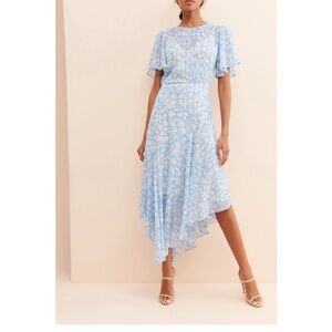 ASTR midi flutter sleeve dress